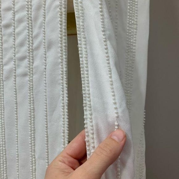 LPA Beaded Crossback Gown in Ivory Maxi Dress Revolve Low Back Size Medium Sz M - Picture 6 of 9